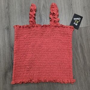 NWT Art Class Girls Pink Smocked Ruffled Tank Top‎ Size 10/12 Large